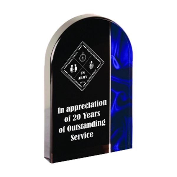 5" x 1" x 8" arch-shaped acrylic blue velvet freestanding award... from ASI 74601 Calico