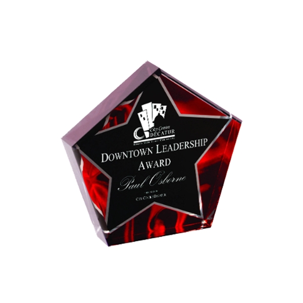 5" x 1" x 5" star-shaped acrylic red velvet freestanding award... from ASI 74601 Calico