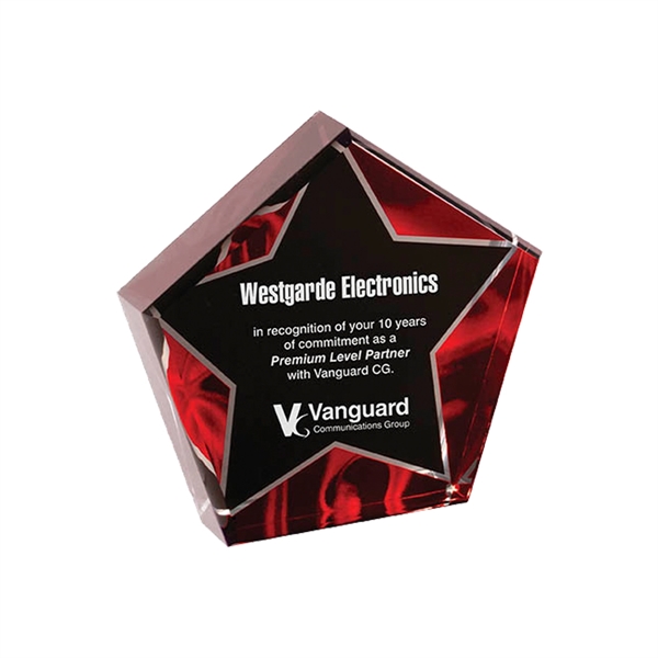 6" x 1" x 6" star-shaped acrylic red velvet freestanding award... from ASI 74601 Calico