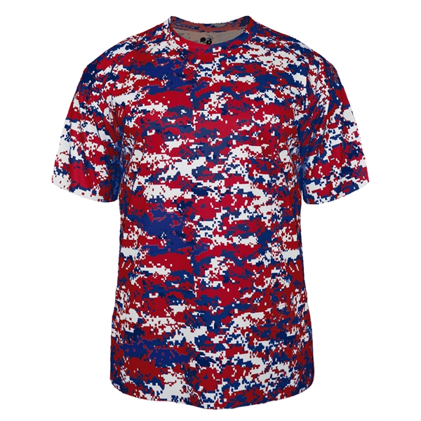 Digital tee with self-fabric collar, Badger sport paneled shoulder for maximum... from ASI 37461 Augusta Sportswear