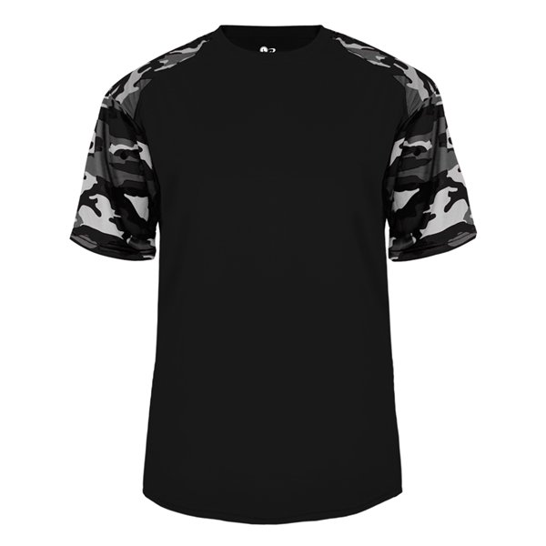Camo youth tee with self-fabric collar, sublimated shoulder panels and sleeves.... from ASI 37461 Augusta Sportswear
