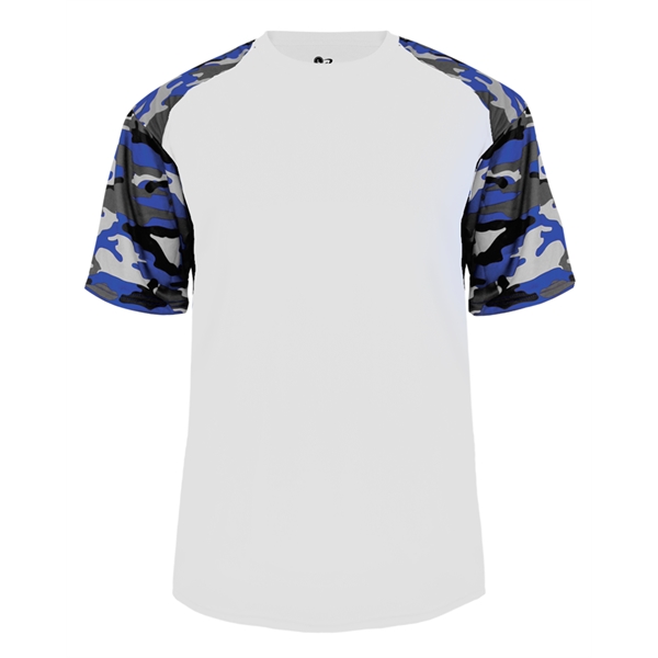 Camo youth tee with self-fabric collar, sublimated shoulder panels and sleeves.... from ASI 37461 Augusta Sportswear
