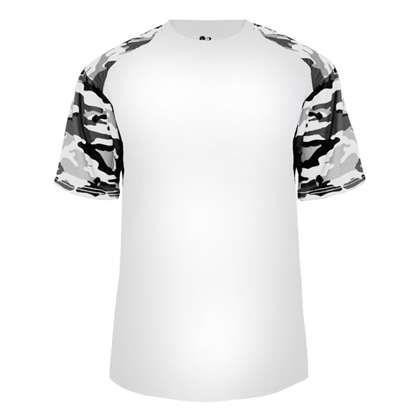 Camo youth tee with self-fabric collar, sublimated shoulder panels and sleeves.... from ASI 37461 Augusta Sportswear