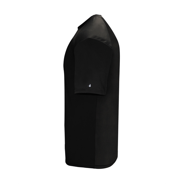 Vent back tee with self-fabric collar, Badger sport paneled shoulder for... from ASI 37461 Augusta Sportswear