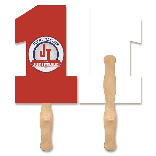 Full color digital Number One hand fan... from ASI 93520 Ventura Inc