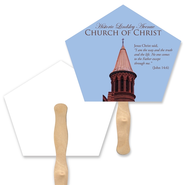 Full Color Church shaped hand fan.... from ASI 93520 Ventura Inc