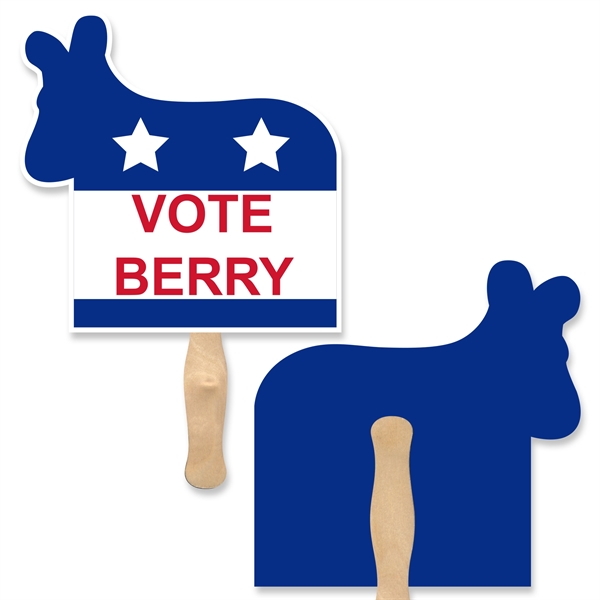 Donkey shaped hand fan with basswood handle attached.... from ASI 93520 Ventura Inc