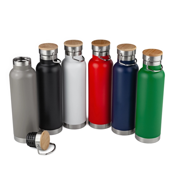 20oz Powder Coated SipTek Vacuum Seal Bottle w/ Wooden Top... from ASI 99030 Zipline / Zipline®