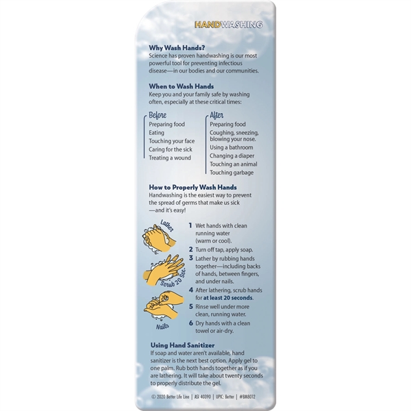 Bookmark - Handwashing: Why, When & How... from ASI 54100 Fields Manufacturing Inc / Better Life Line