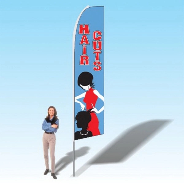 Advertising banner flag package with 15 foot pole, services themed printed... from ASI 30442 Above & Beyond Advertising Products / PromoAdLine