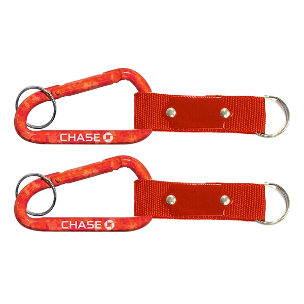 Carabiner with strap and metal plate, solid aluminum construction.... from ASI 74585 Nu Promo International / Nu Promo Line