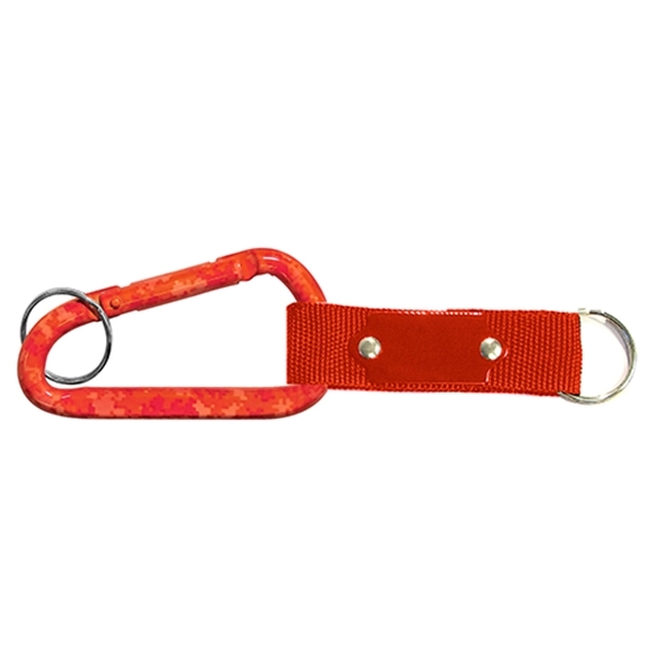 Carabiner with strap and metal plate, solid aluminum construction.... from ASI 74585 Nu Promo International / Nu Promo Line