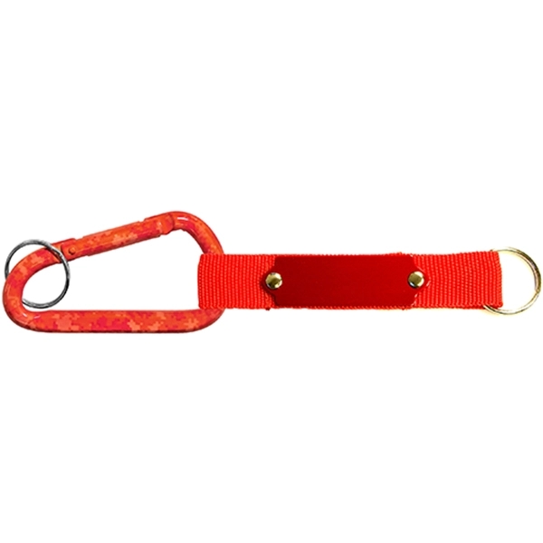 Carabiner with strap and metal plate, solid aluminum construction.... from ASI 74585 Nu Promo International / Nu Promo Line
