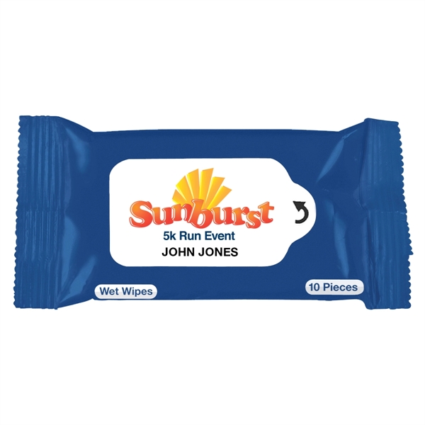 Wet Wipe Packet.  Contains 10 Wipes.  Meets FDA Requirements.... from ASI 61125 Hit Promotional Products / Hit®