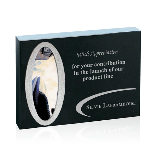 Freestanding award polished black granite rectangle award.... from ASI 84592 St Regis Group / Prestige Glass