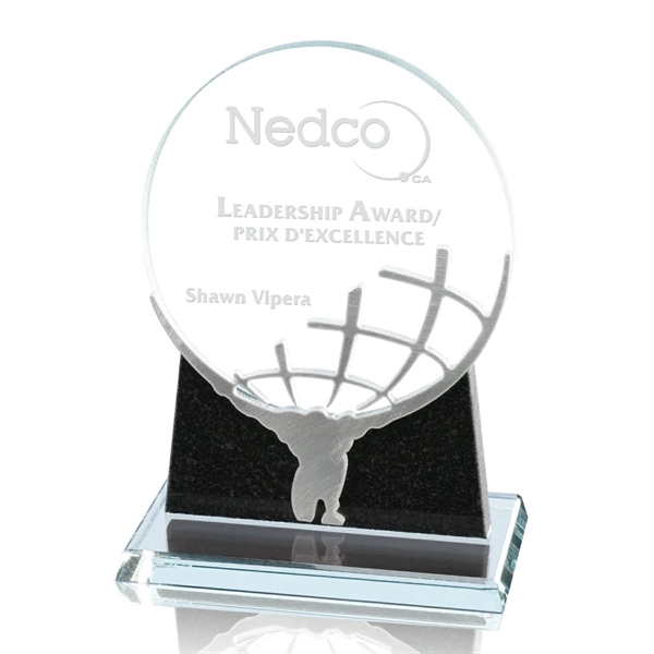 Aqua shaped round starfire recognition award on granite base, 5" x... from ASI 84592 St Regis Group / Prestige Glass