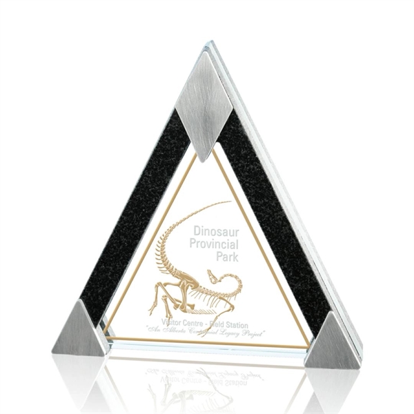 Aqua shaped triangle starfire recognition award on granite base, 7" x... from ASI 84592 St Regis Group / Prestige Glass