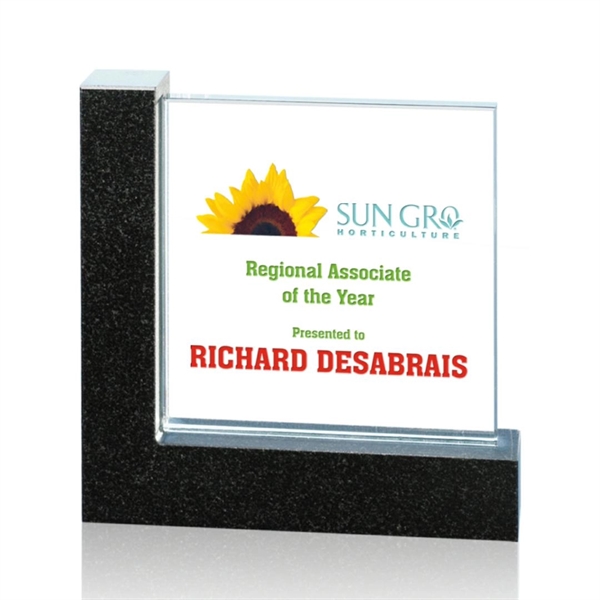 Aqua shaped square starfire recognition award on granite base, 6" x... from ASI 84592 St Regis Group / Prestige Glass