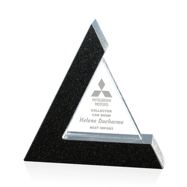 Aqua shaped triangle starfire recognition award on granite base, 6" x... from ASI 84592 St Regis Group / Prestige Glass