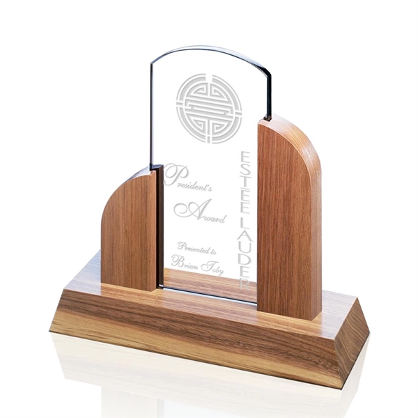 Starfire/Walnut tower award.... from ASI 84592 St Regis Group / Prestige Glass