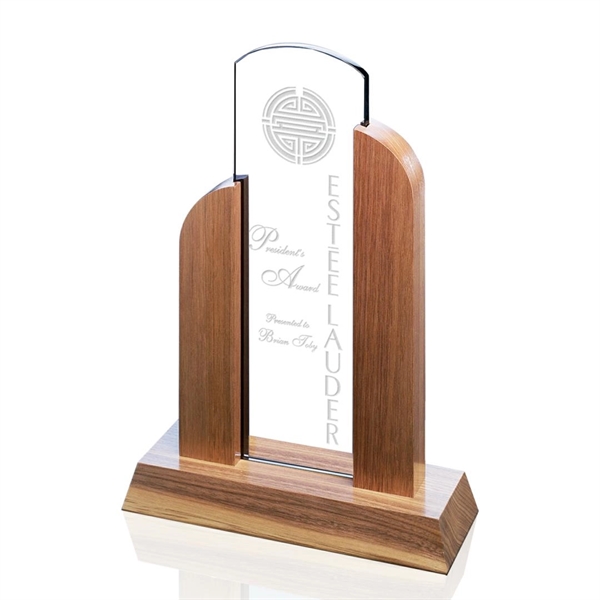 Starfire/Walnut tower award.... from ASI 84592 St Regis Group / Prestige Glass