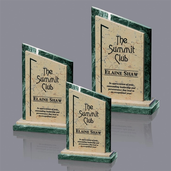 Genuine 3/4" thick Boticino and green marble upright slant top award... from ASI 84592 St Regis Group / St Regis