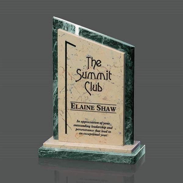 Genuine 3/4" thick Boticino and green marble upright slant top award... from ASI 84592 St Regis Group / St Regis