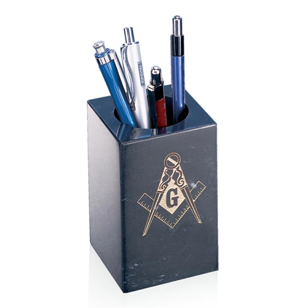 This polished black marble Pencil Holder, approximately 2... from ASI 84592 St Regis Group