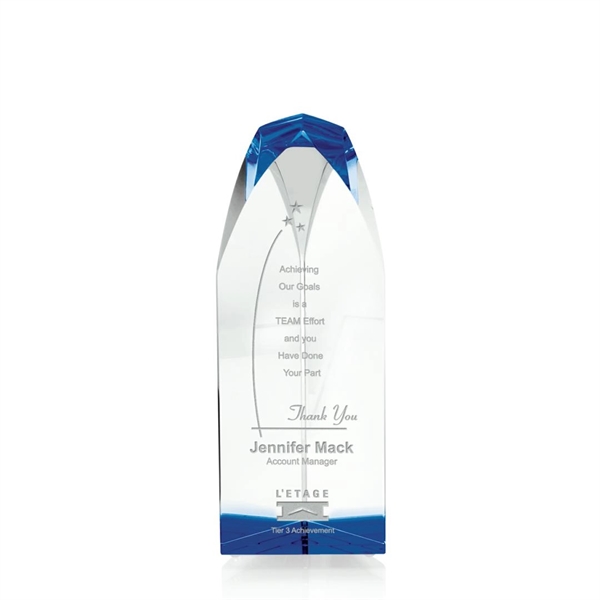 Optical crystal tower award with blue accent color.... from ASI 84592 St Regis Group / St Regis