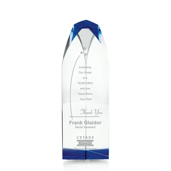 Optical crystal tower award with blue accent color.... from ASI 84592 St Regis Group / St Regis