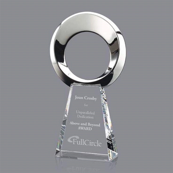 Magnificent Cast Metal Award mounted onto a tall Optical Crystal Base.... from ASI 84592 St Regis Group / St Regis