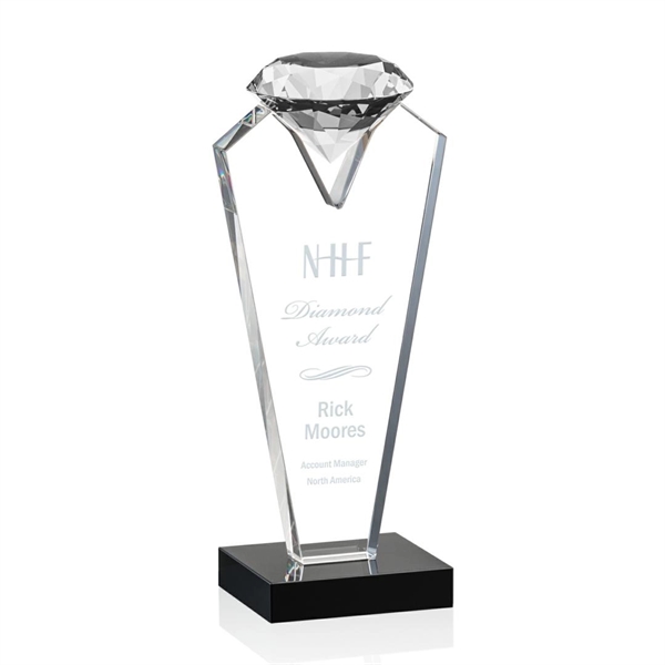 Beautiful optical crystal award that holds a Diamond with black base.... from ASI 84592 St Regis Group / St Regis