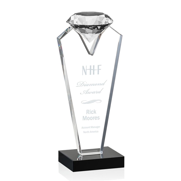 Beautiful optical crystal award that holds a Diamond with black base.... from ASI 84592 St Regis Group / St Regis