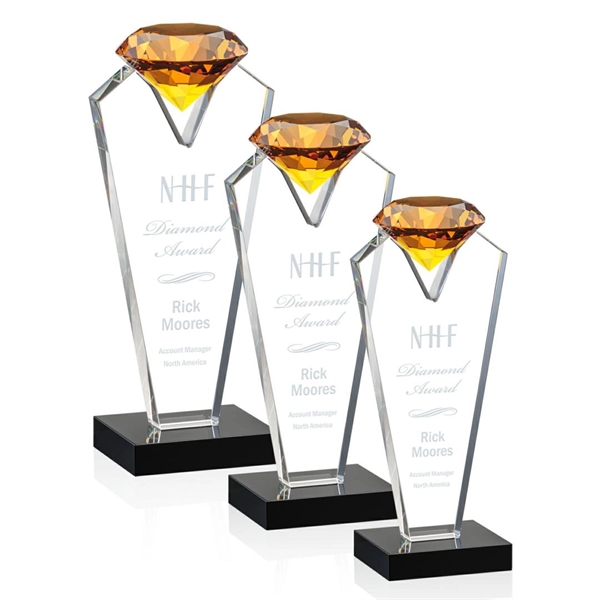 Beautiful optical crystal award that holds an Amber diamond with black... from ASI 84592 St Regis Group / St Regis