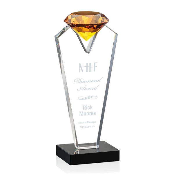 Beautiful optical crystal award that holds an Amber diamond with black... from ASI 84592 St Regis Group / St Regis