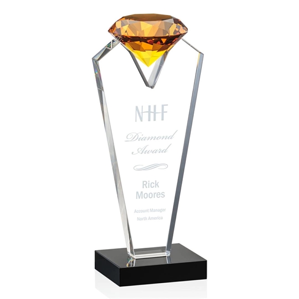 Beautiful optical crystal award that holds an Amber diamond with black... from ASI 84592 St Regis Group / St Regis