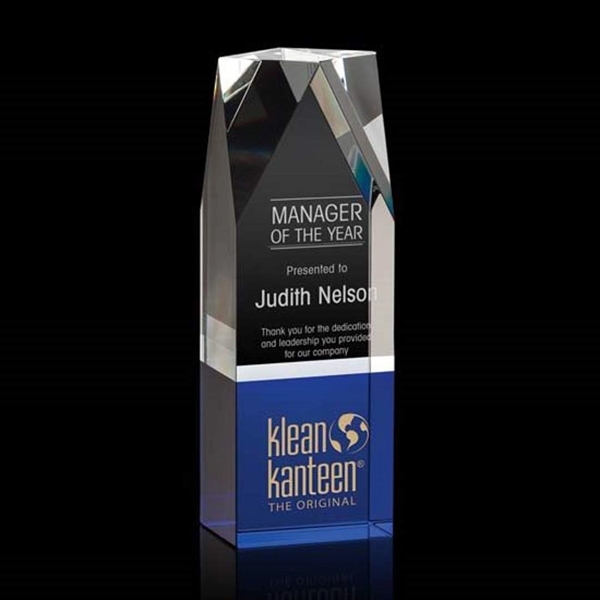 Thick Optical Crystal Award features Blue Optical Crystal and a beveled... from ASI 84592 St Regis Group / St Regis