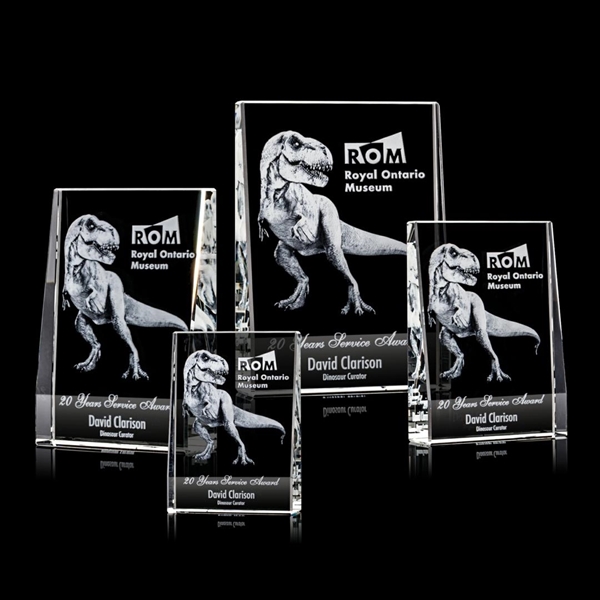 Monumental optical crystal award with a unique curved side that narrows... from ASI 84592 St Regis Group / St Regis