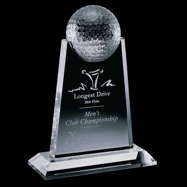Optical crystal award with golf ball at the top.... from ASI 84592 St Regis Group / St Regis