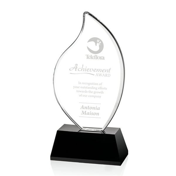 Martinique Award - optical crystal flame mounted to an angled black... from ASI 84592 St Regis Group / St Regis