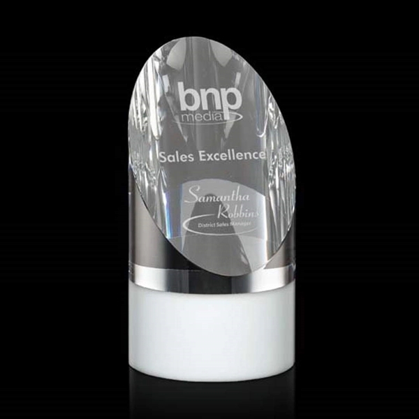 The Faccini combines clear with white in this optical crystal cylinder... from ASI 84592 St Regis Group / St Regis