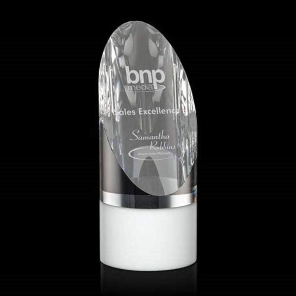 The Faccini combines clear with white in this optical crystal cylinder... from ASI 84592 St Regis Group / St Regis