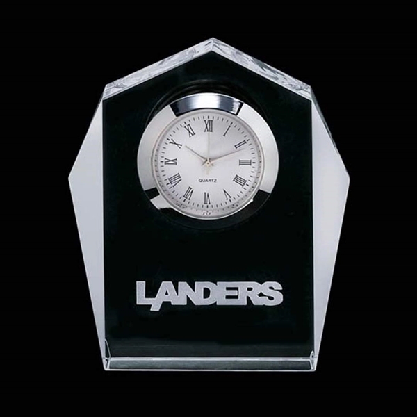 Optical crystal desk clock with chrome face.... from ASI 84592 St Regis Group