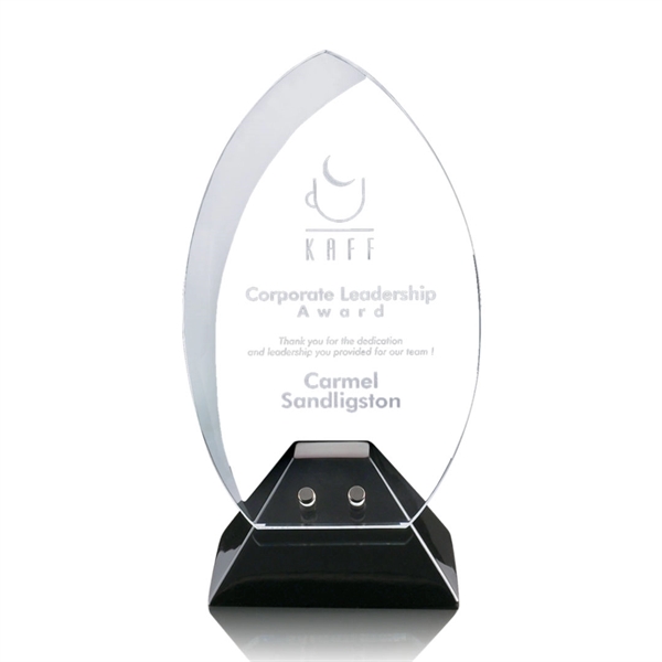 Starfire curved egg shape award on a black base.... from ASI 84592 St Regis Group / St Regis