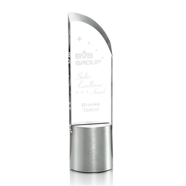 Starfire crystal optical award with tall round aluminum base.... from ASI 84592 St Regis Group / St Regis