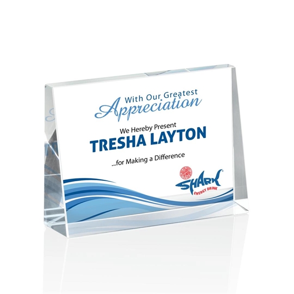 The bold Tweed award is a thick freestanding optical crystal award... from ASI 84592 St Regis Group / St Regis