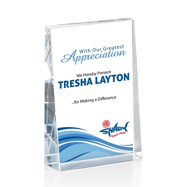 The bold Tweed award is a thick freestanding optical crystal award... from ASI 84592 St Regis Group / St Regis