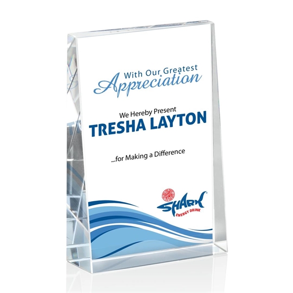 The bold Tweed award is a thick freestanding optical crystal award... from ASI 84592 St Regis Group / St Regis