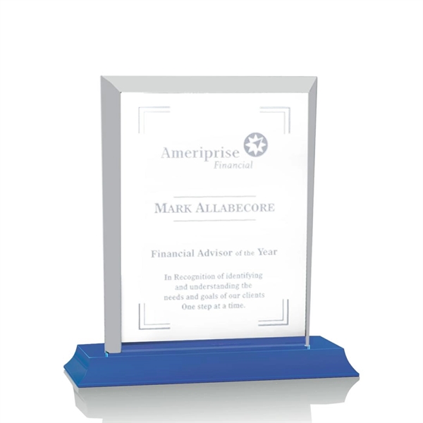 Starfire rectangular shape award on a blue Bartlett base.... from ASI 84592 St Regis Group / St Regis