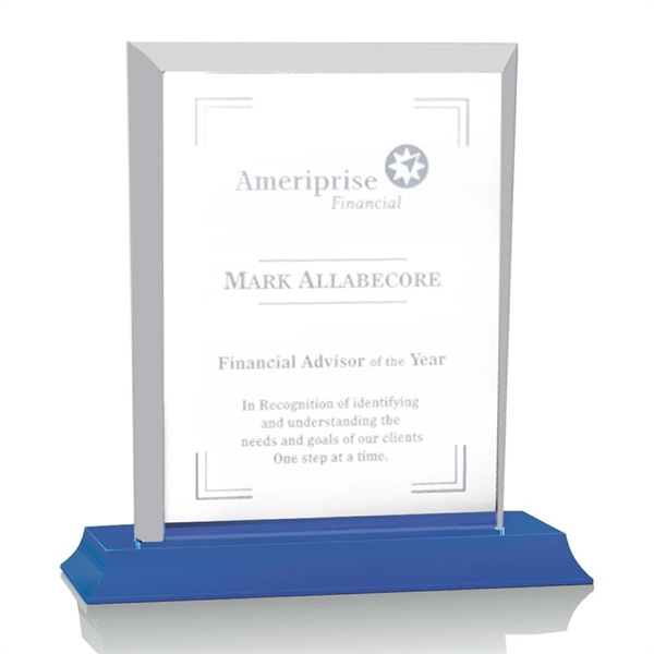Starfire rectangular shape award on a blue Bartlett base.... from ASI 84592 St Regis Group / St Regis